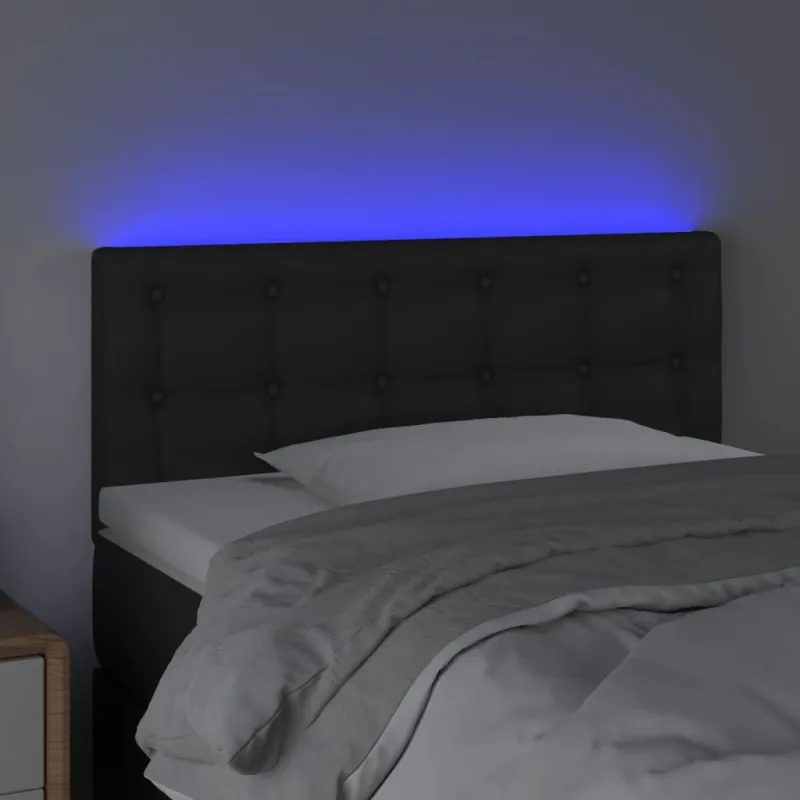 Galvūgalis su LED, juodos spalvos, 100x5x78/88cm, dirbtinė oda