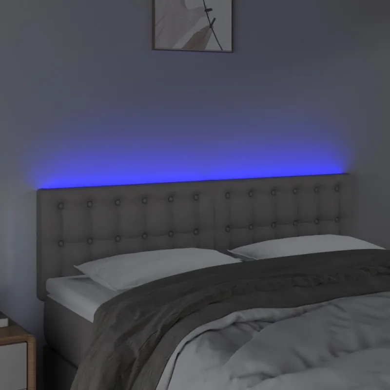 Galvūgalis su LED, pilkos spalvos, 144x5x78/88cm, dirbtinė oda
