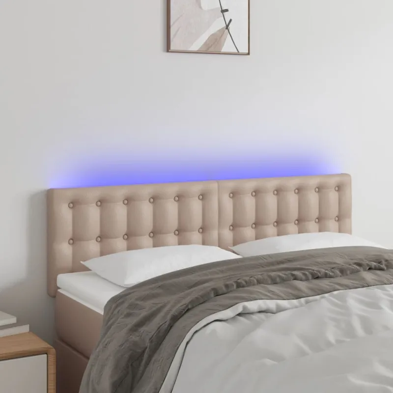 Galvūgalis su LED, kapučino spalvos, 144x5x78/88cm