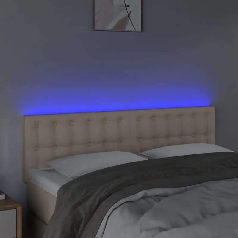 Galvūgalis su LED, kapučino spalvos, 144x5x78/88cm