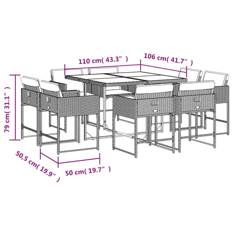 Sodo komplekti, 9 osaa, pehmusteet, hiekka, polyrataska