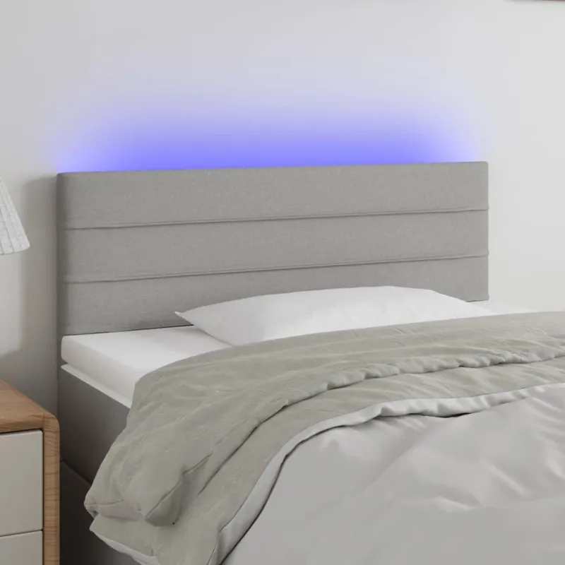 Galvūgalis su LED, šviesiai pilkas, 100x5x78/88cm, audinys