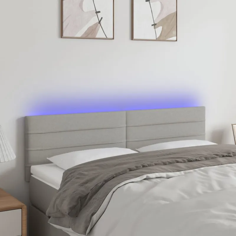 Galvūgalis su LED, šviesiai pilkas, 144x5x78/88cm, audinys
