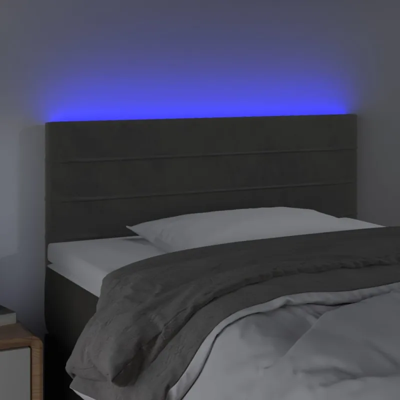 Galvūgalis su LED, tamsiai pilkas, 90x5x78/88cm,aksomas