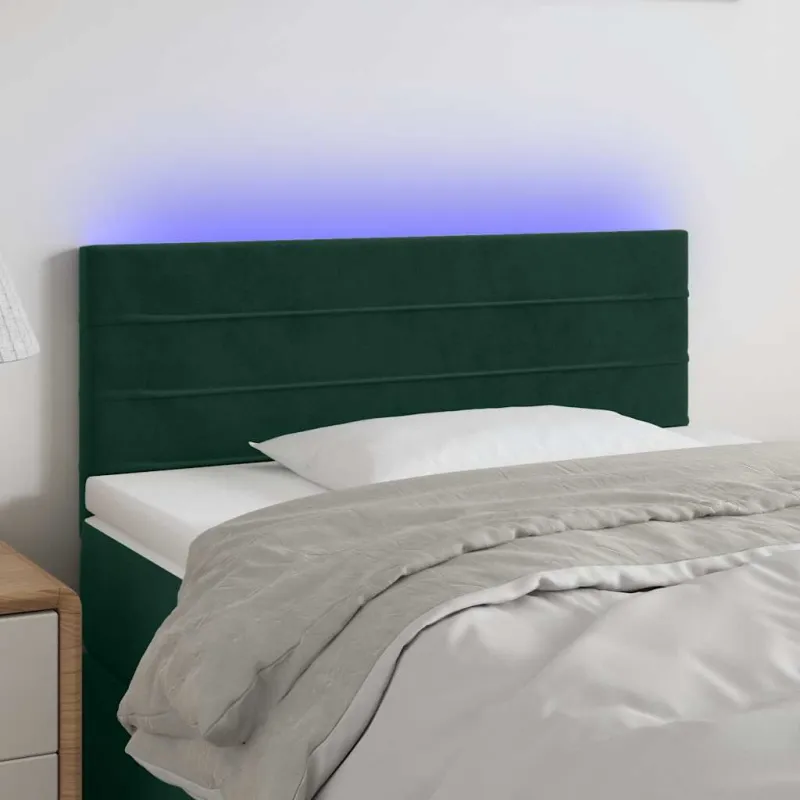 Galvūgalis su LED, tamsiai žalias, 90x5x78/88cm,aksomas