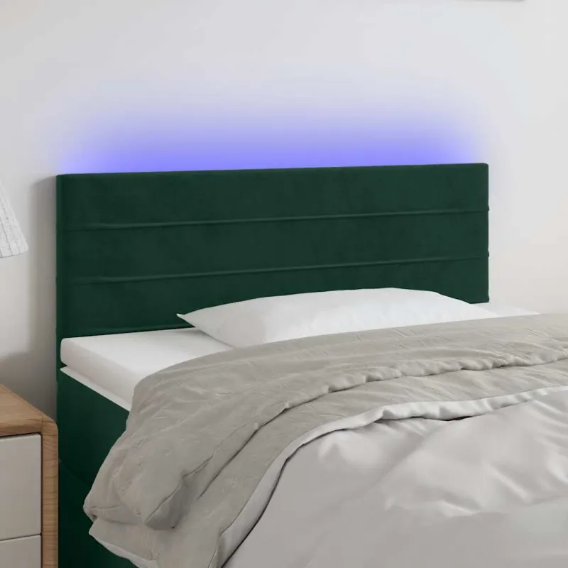 Galvūgalis su LED, tamsiai žalias, 100x5x78/88cm, aksomas