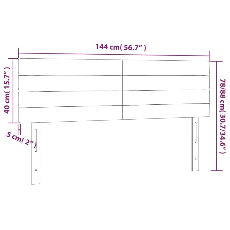 Galvūgalis su LED, šviesiai pilkas, 144x5x78/88cm, aksomas