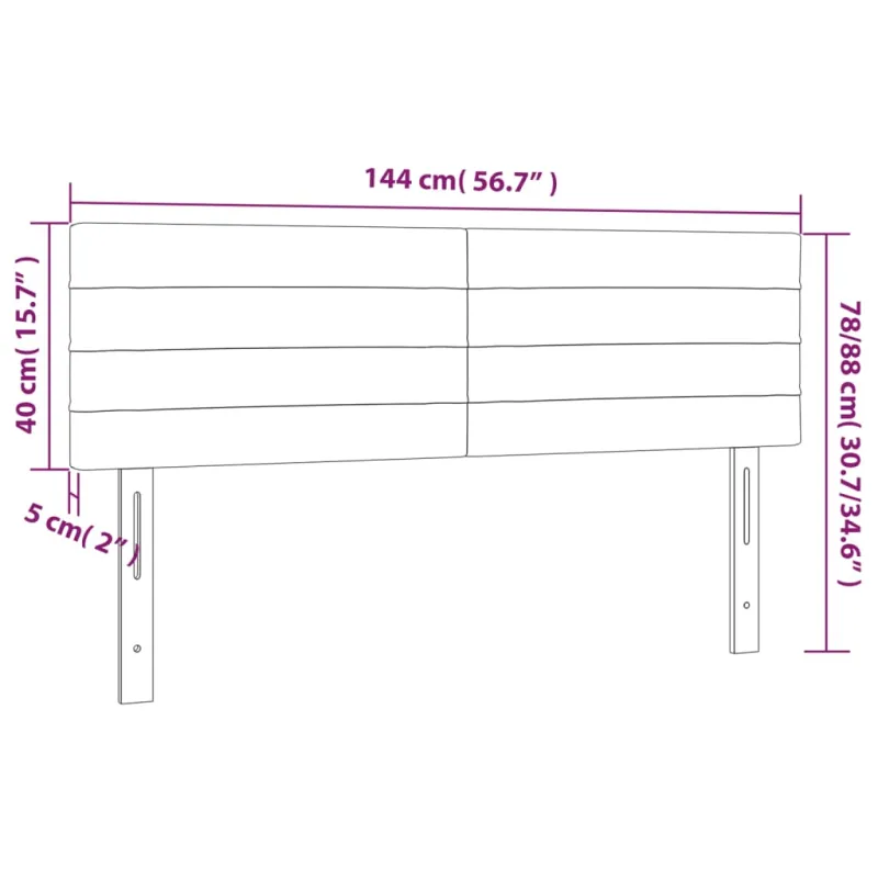 Galvūgalis su LED, juodos spalvos, 144x5x78/88cm, aksomas