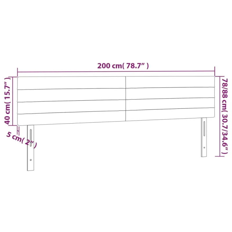 Galvūgalis su LED, tamsiai pilkas, 200x5x78/88cm, aksomas