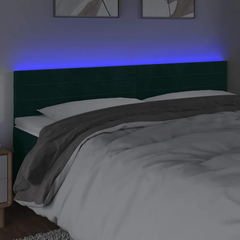 Galvūgalis su LED, tamsiai žalias, 200x5x78/88cm, aksomas