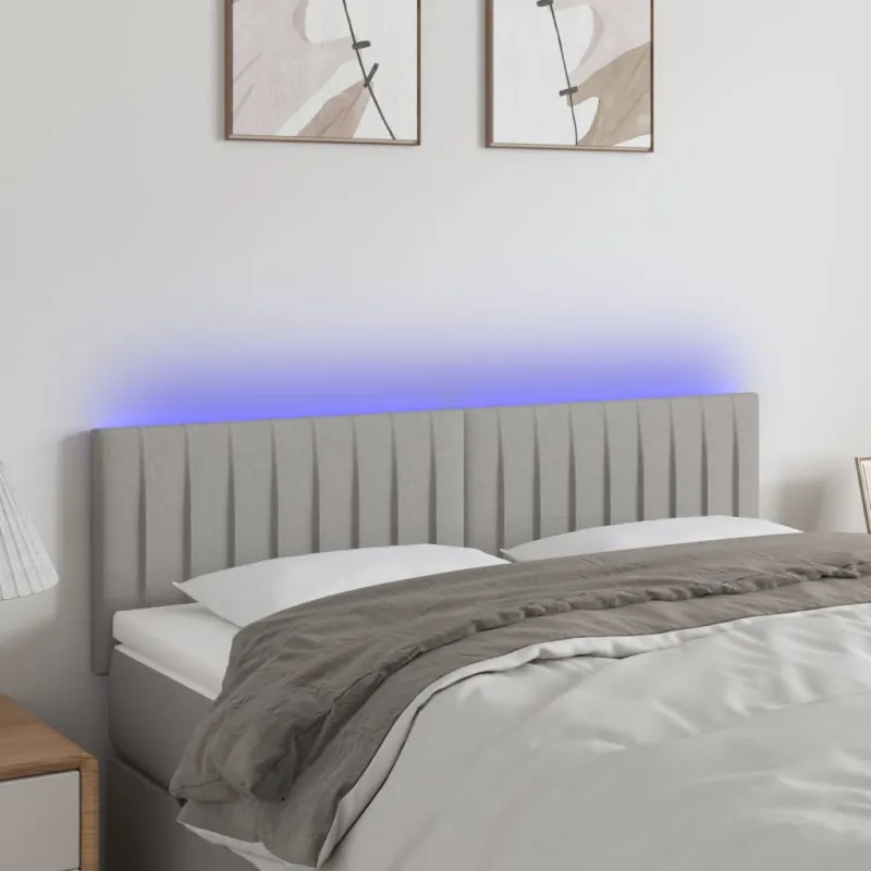 Galvūgalis su LED, šviesiai pilkas, 144x5x78/88cm, audinys