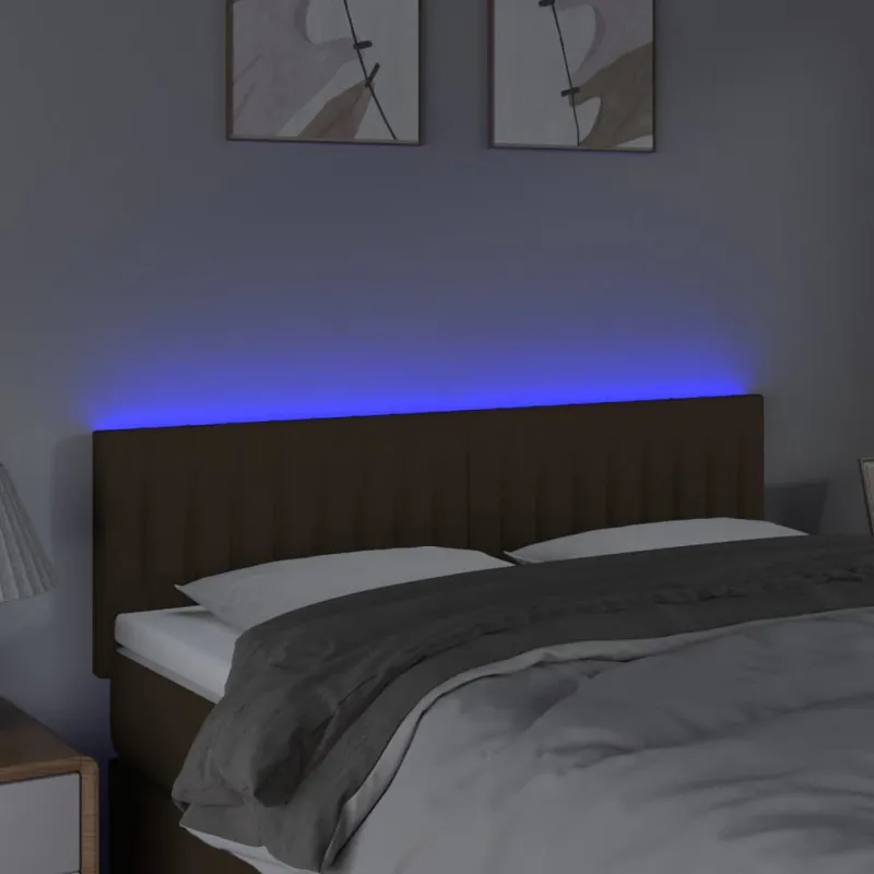 Galvūgalis su LED, tamsiai rudos spalvos, 144x5x78/88cm,audinys