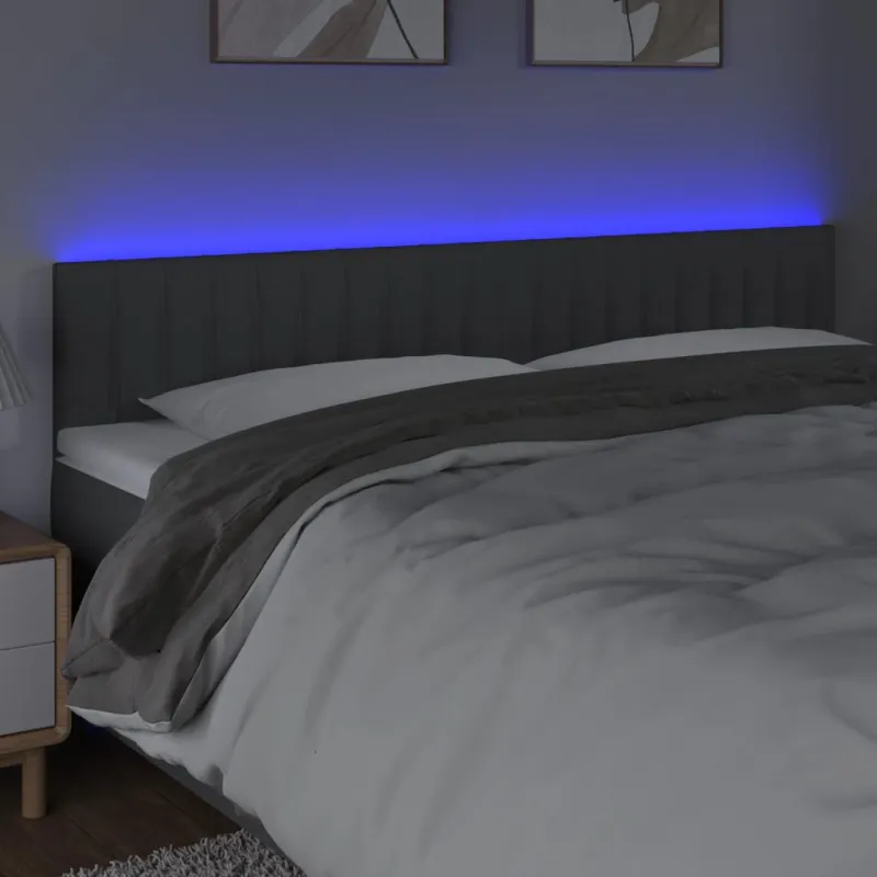 Galvūgalis su LED, tamsiai pilkas, 200x5x78/88cm, audinys