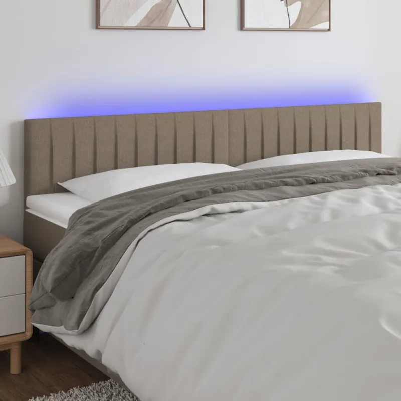 Galvūgalis su LED, taupe spalvos, 200x5x78/88cm, audinys