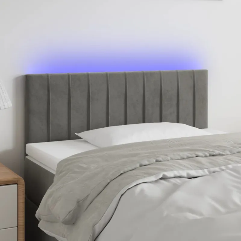 Galvūgalis su LED, šviesiai pilkas, 80x5x78/88cm, aksomas