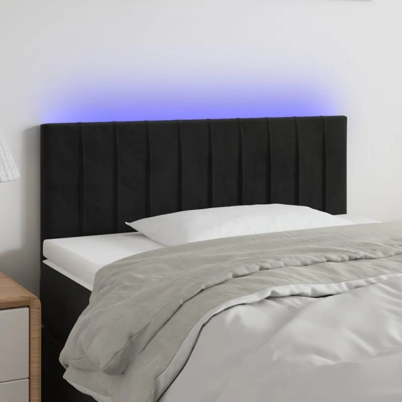 Galvūgalis su LED, juodos spalvos, 90x5x78/88cm, aksomas