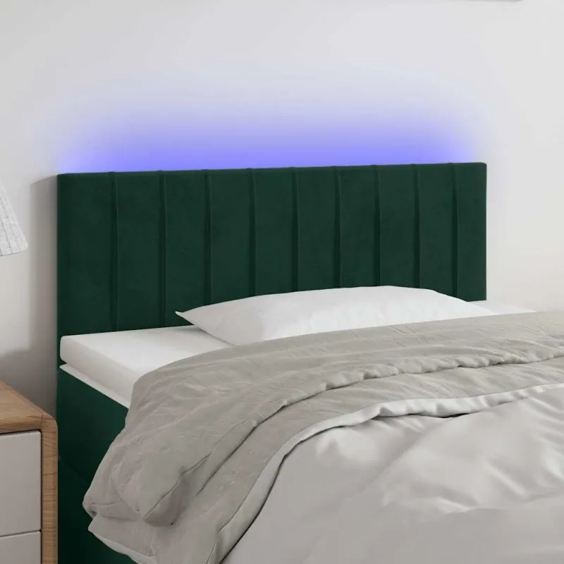 Galvūgalis su LED, tamsiai žalias, 90x5x78/88cm,aksomas