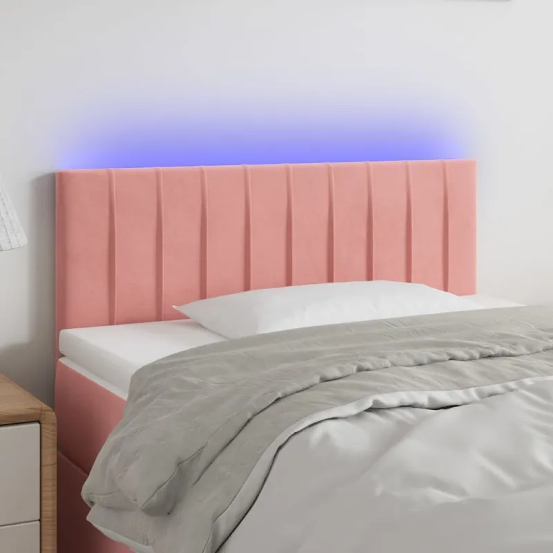 Galvūgalis su LED, rožinės spalvos, 90x5x78/88cm, aksomas