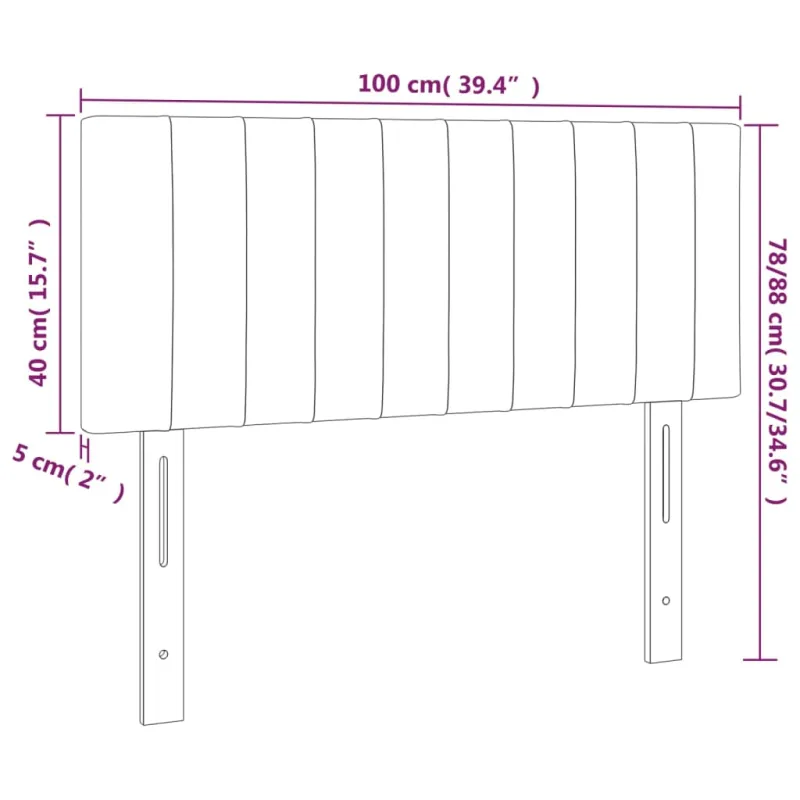 Galvūgalis su LED, juodos spalvos, 100x5x78/88cm, aksomas