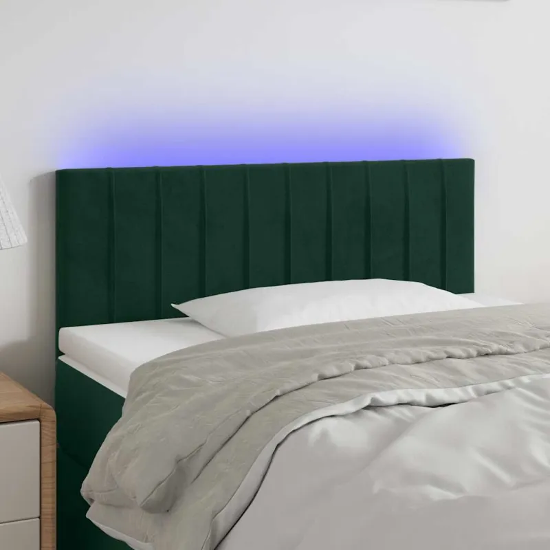Galvūgalis su LED, tamsiai žalias, 100x5x78/88cm, aksomas