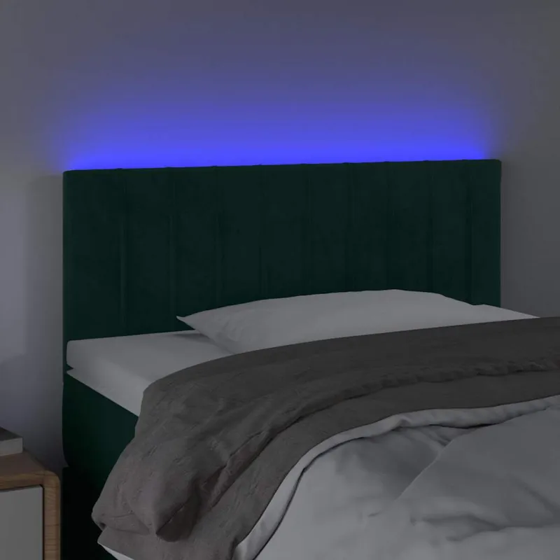 Galvūgalis su LED, tamsiai žalias, 100x5x78/88cm, aksomas