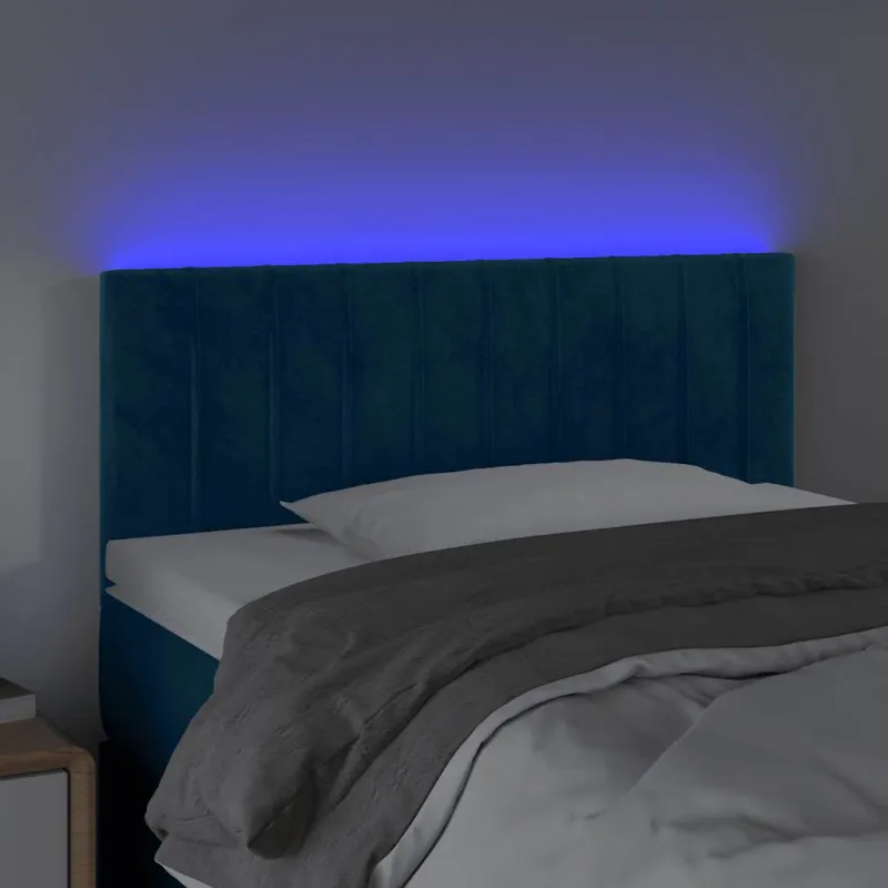 Galvūgalis su LED, tamsiai mėlynas, 100x5x78/88cm, aksomas