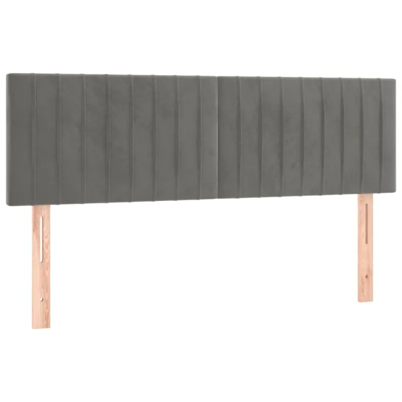 Galvūgalis su LED, šviesiai pilkas, 144x5x78/88cm, aksomas