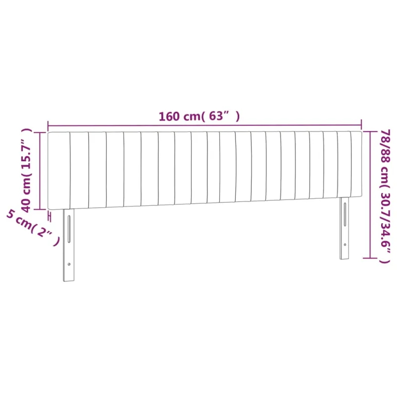 Galvūgalis su LED, juodos spalvos, 160x5x78/88cm, aksomas