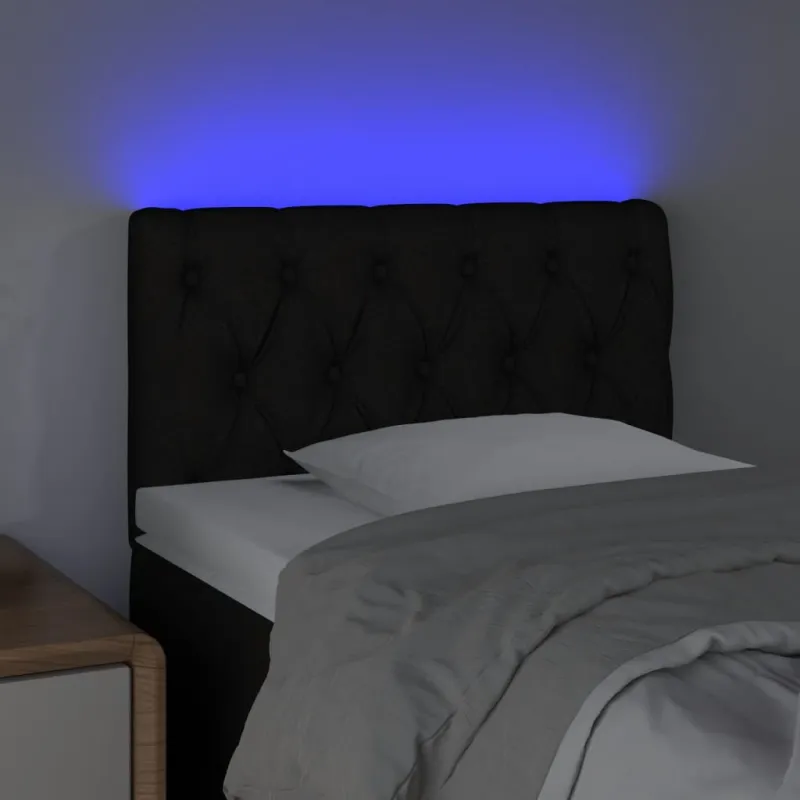 Galvūgalis su LED, juodos spalvos, 80x7x78/88cm, audinys