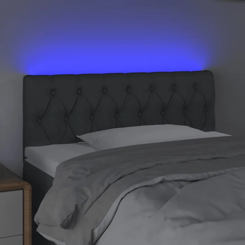 Galvūgalis su LED, tamsiai pilkas, 90x7x78/88cm, audinys