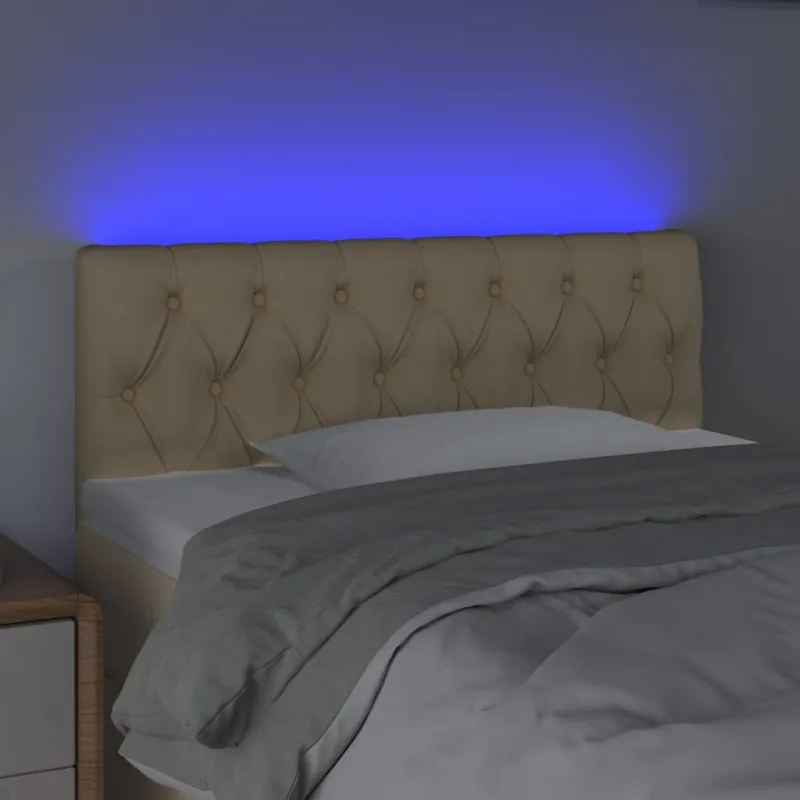 Galvūgalis su LED, kreminės spalvos, 90x7x78/88cm, audinys