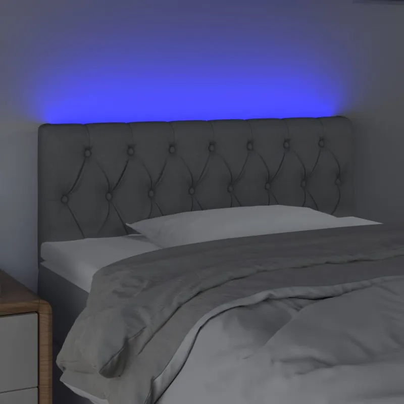 Galvūgalis su LED, šviesiai pilkas, 100x7x78/88cm, audinys