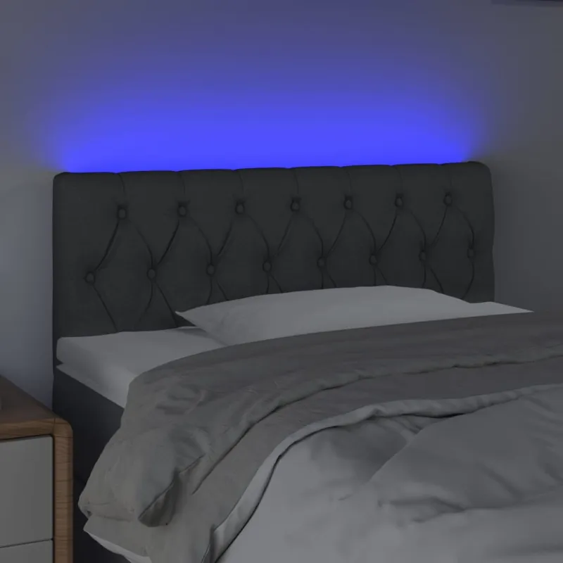 Galvūgalis su LED, tamsiai pilkas, 100x7x78/88cm, audinys