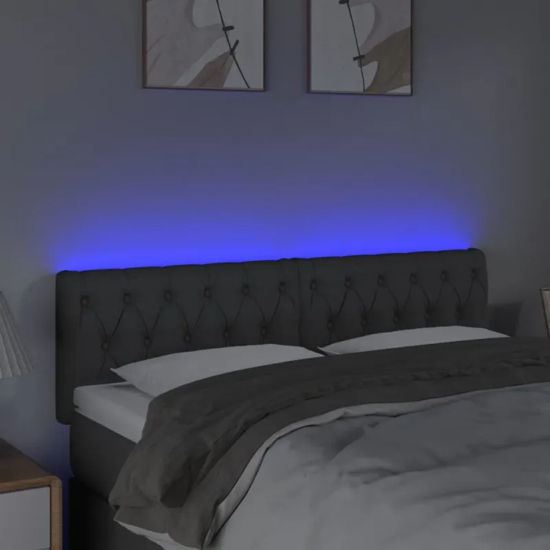 Galvūgalis su LED, tamsiai pilkas, 144x7x78/88cm, audinys