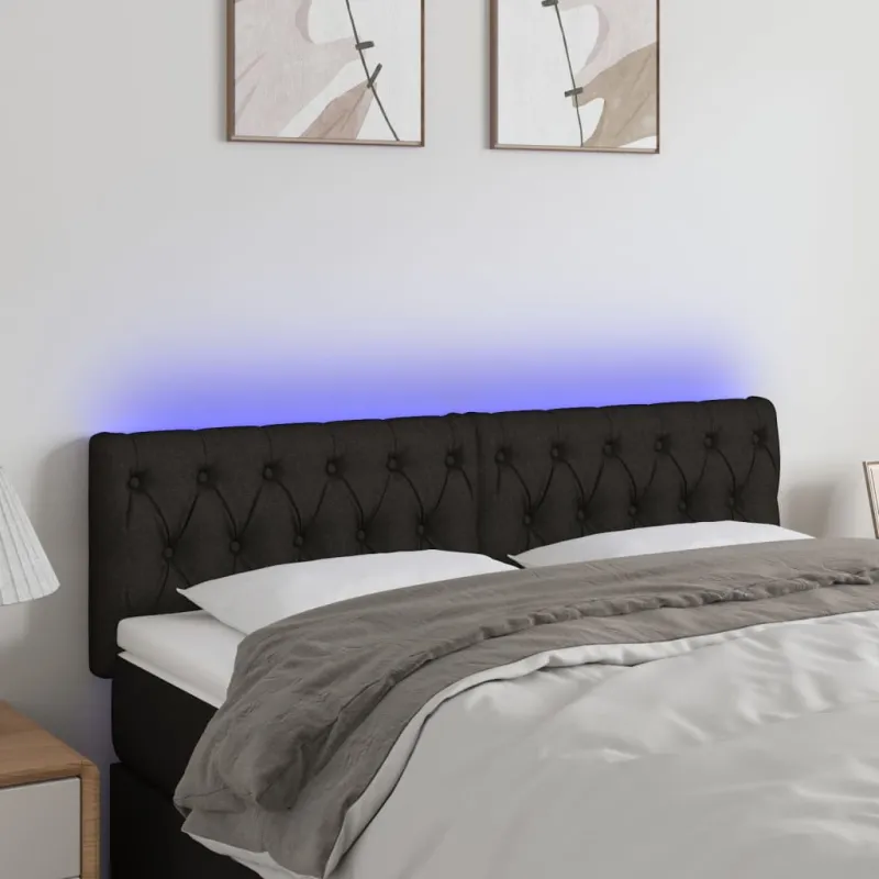 Galvūgalis su LED, juodos spalvos, 144x7x78/88cm, audinys