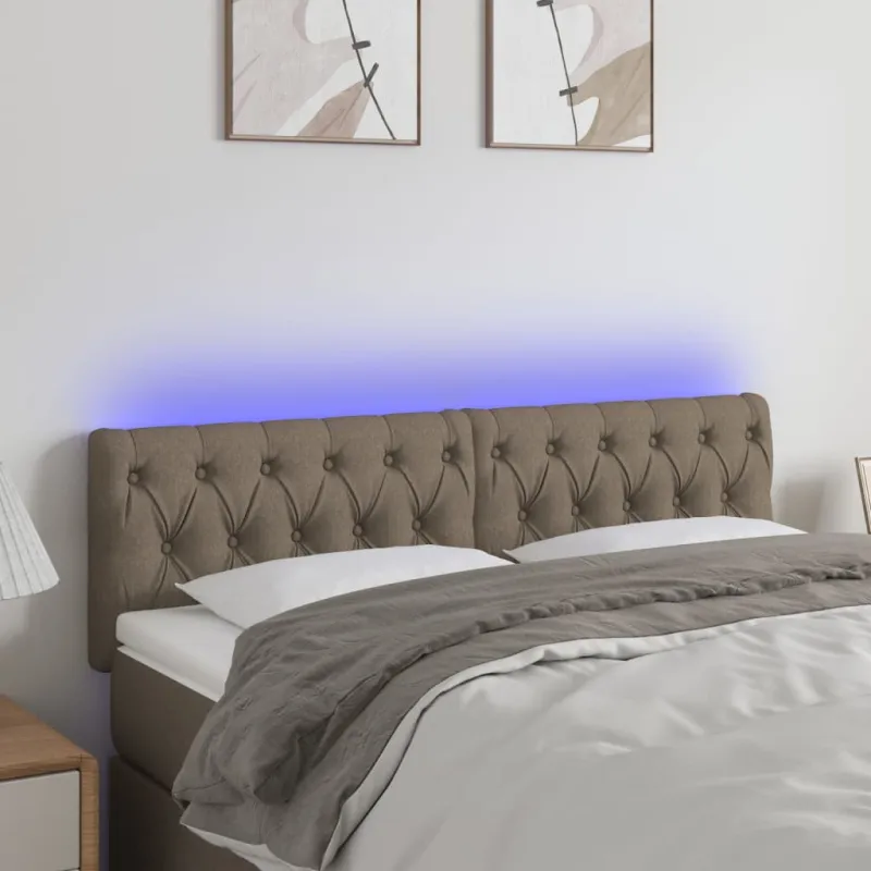 Galvūgalis su LED, taupe spalvos, 144x7x78/88cm, audinys