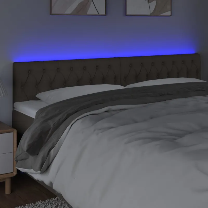 Galvūgalis su LED, taupe spalvos, 200x7x78/88cm, audinys