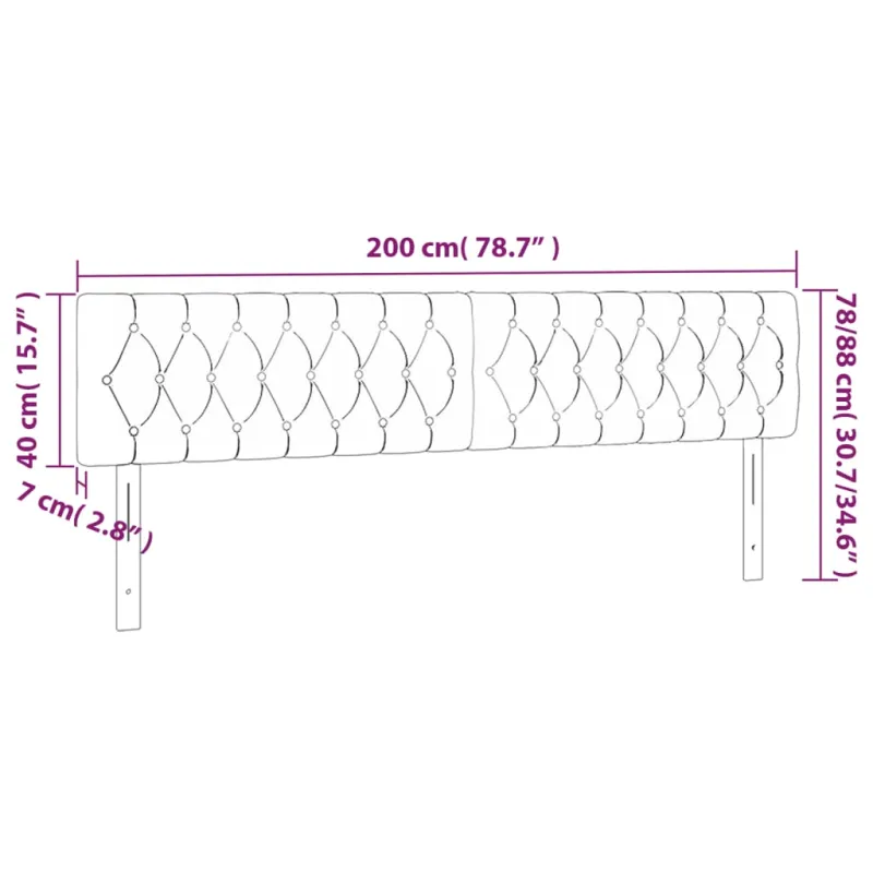 Galvūgalis su LED, mėlynos spalvos, 200x7x78/88cm, audinys