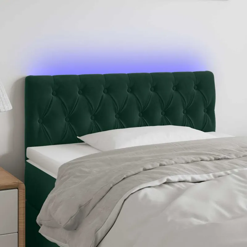 Galvūgalis su LED, tamsiai žalias, 90x7x78/88cm, aksomas