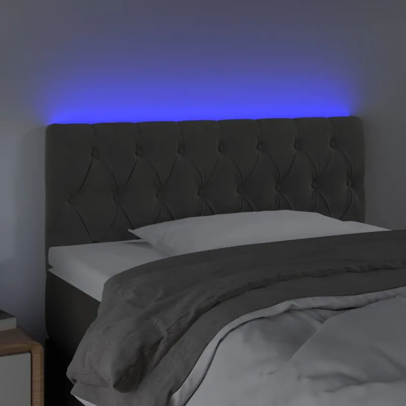 Galvūgalis su LED, tamsiai pilkas, 100x7x78/88cm, aksomas