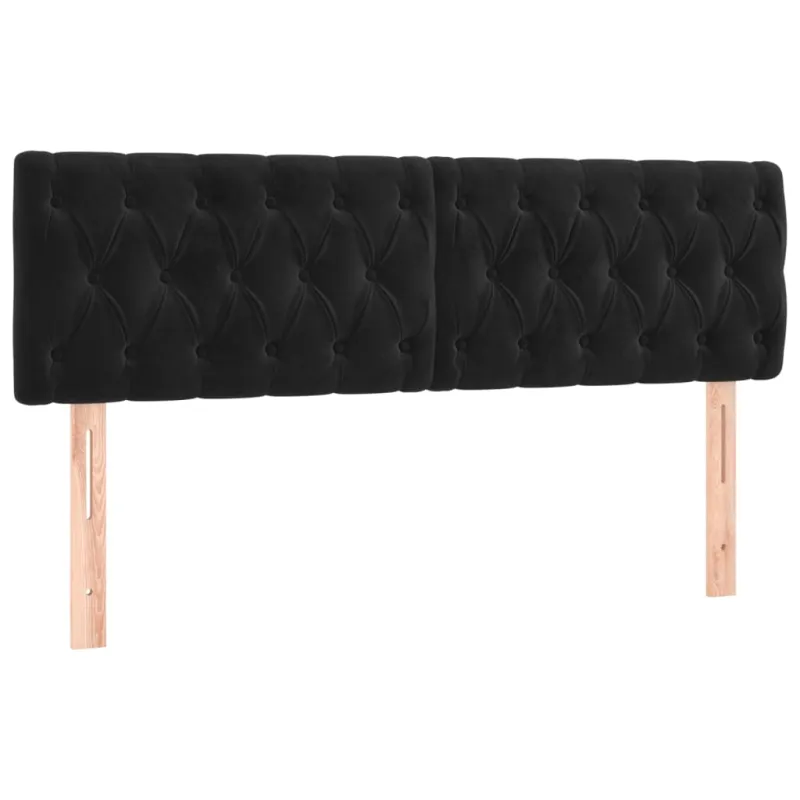 Galvūgalis su LED, juodos spalvos, 160x7x78/88cm, aksomas
