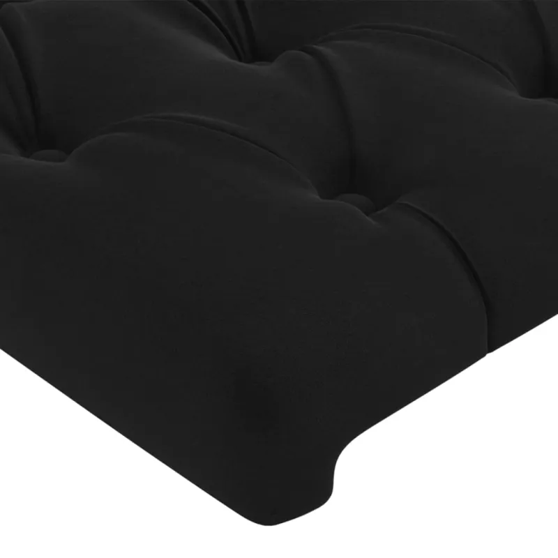 Galvūgalis su LED, juodos spalvos, 160x7x78/88cm, aksomas