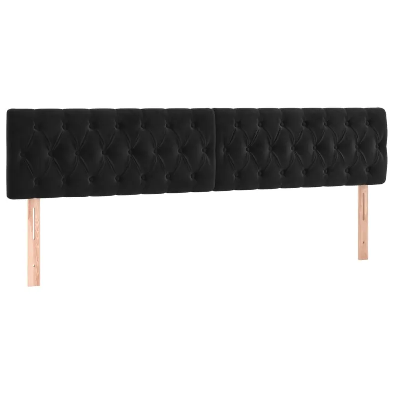 Galvūgalis su LED, juodos spalvos, 200x7x78/88cm, aksomas