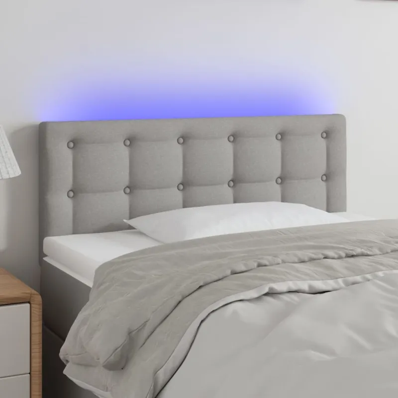 Galvūgalis su LED, šviesiai pilkas, 90x5x78/88cm, audinys