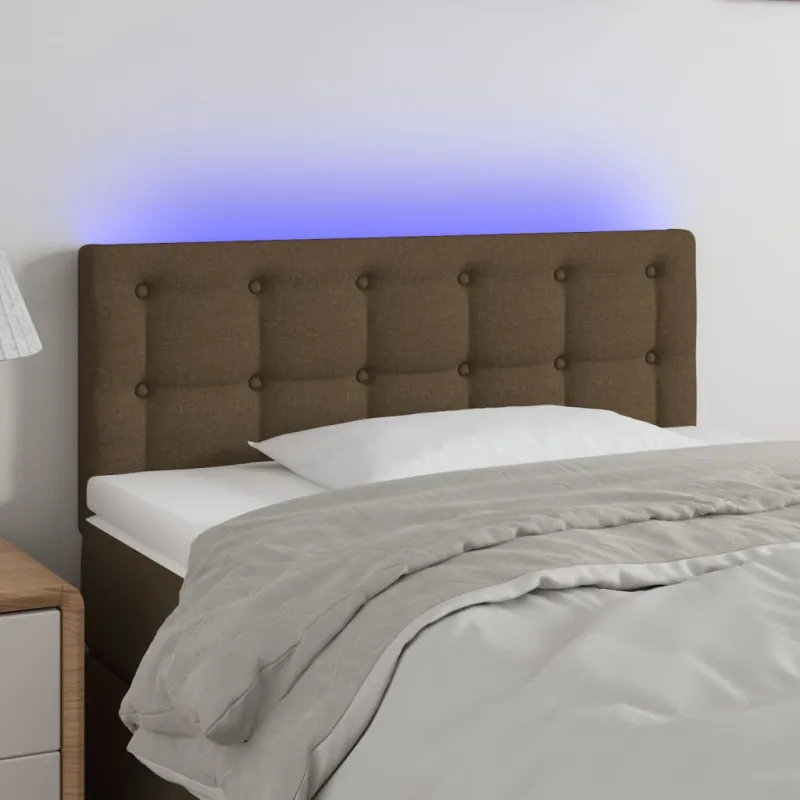 Galvūgalis su LED, tamsiai rudos spalvos, 90x5x78/88cm, audinys