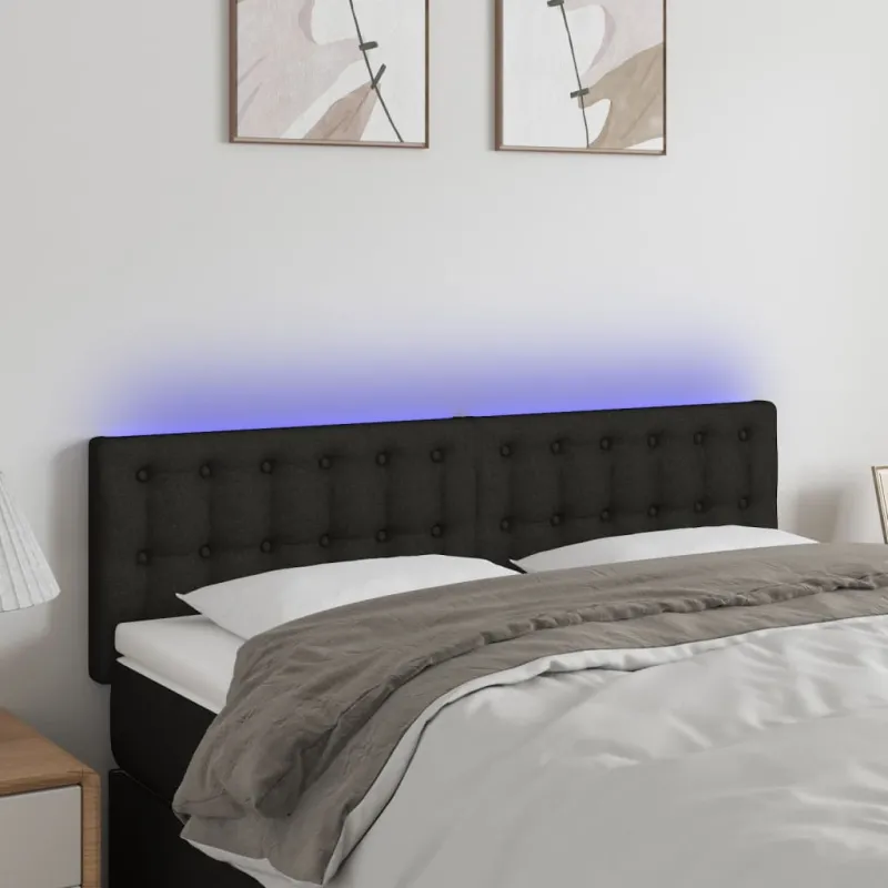 Galvūgalis su LED, juodos spalvos, 144x5x78/88cm, audinys