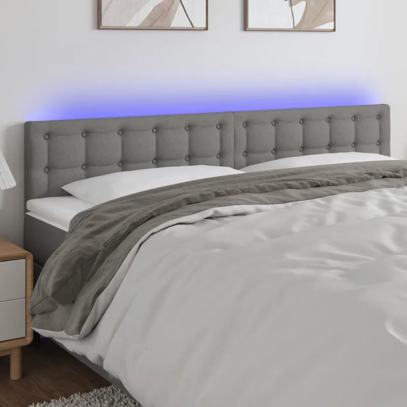 Galvūgalis su LED, tamsiai pilkas, 180x5x78/88cm, audinys