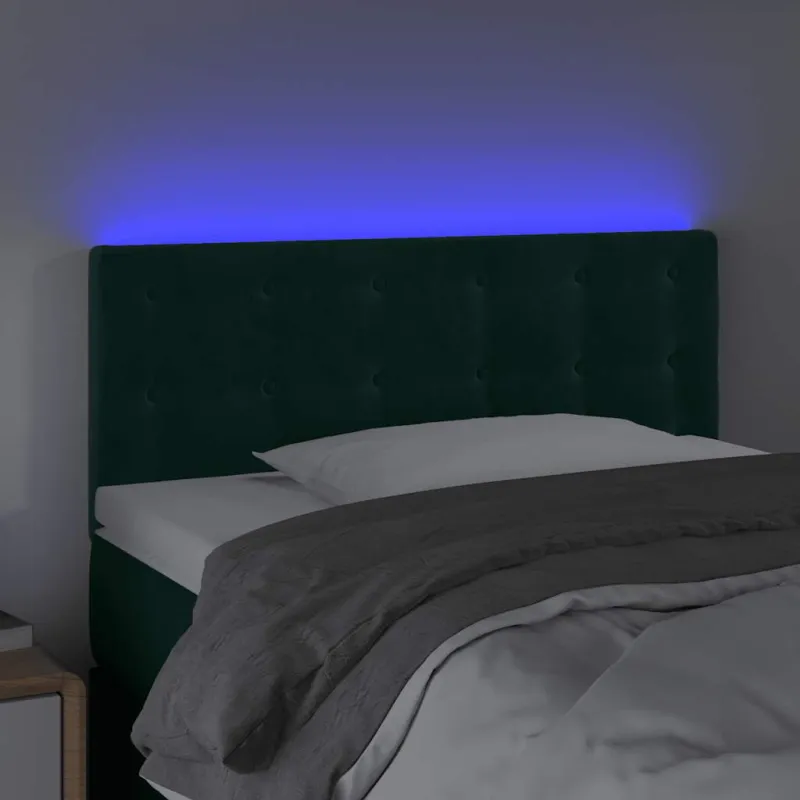 Galvūgalis su LED, tamsiai žalias, 80x5x78/88cm, aksomas
