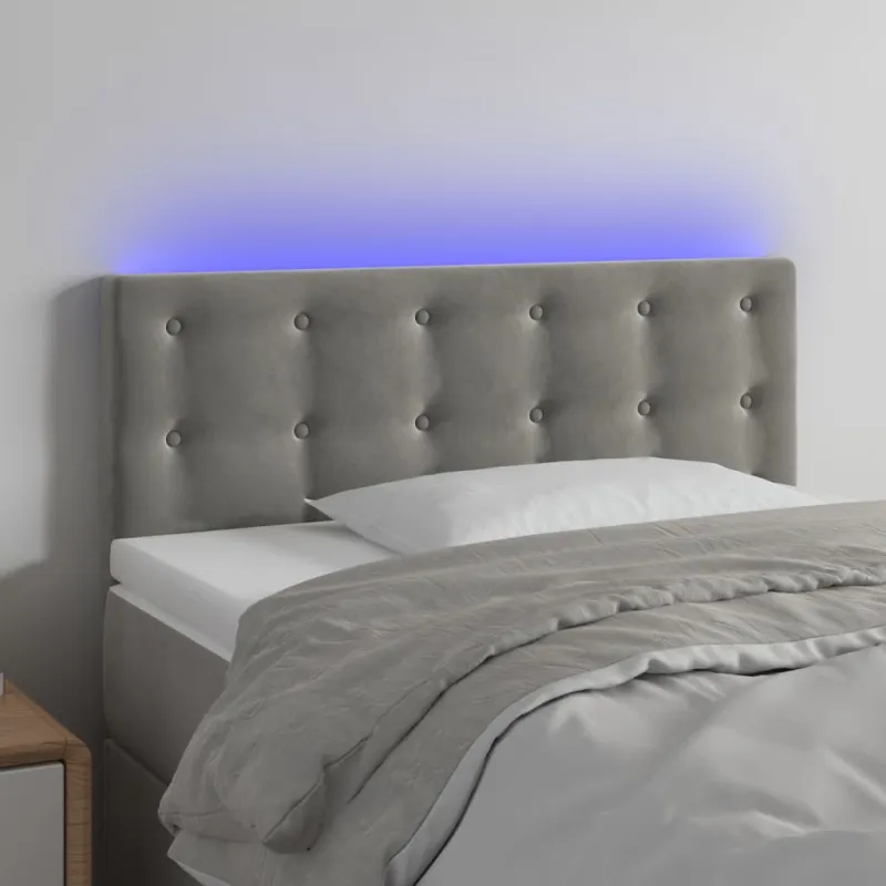 Galvūgalis su LED, šviesiai pilkas, 90x5x78/88cm, aksomas
