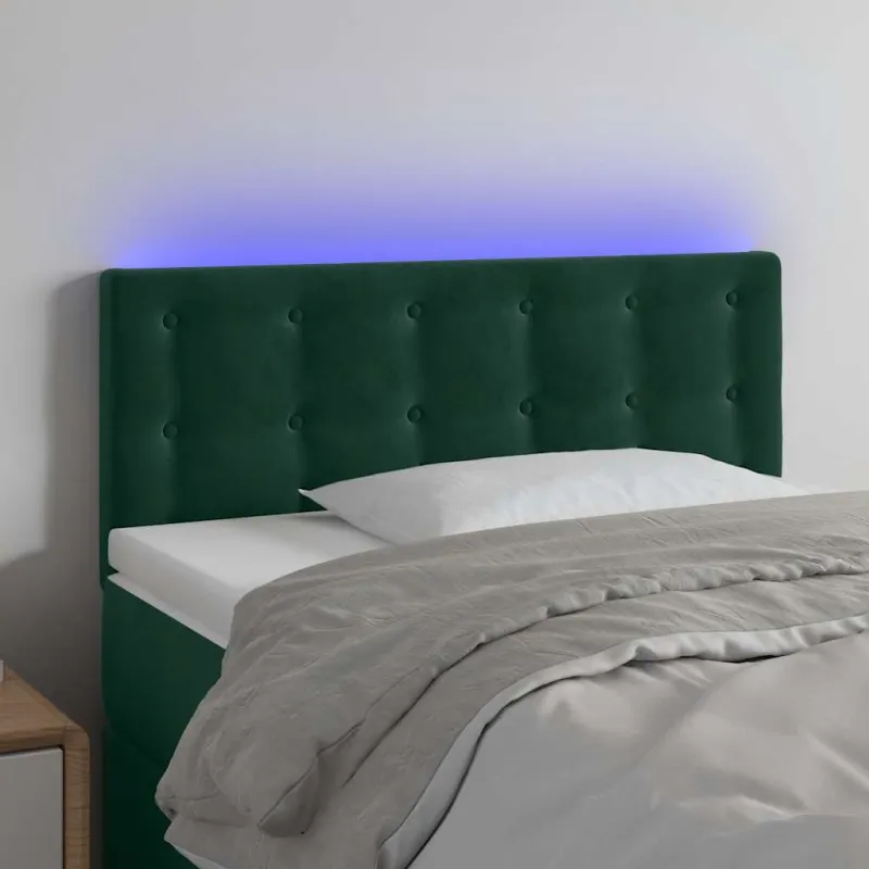 Galvūgalis su LED, tamsiai žalias, 90x5x78/88cm,aksomas